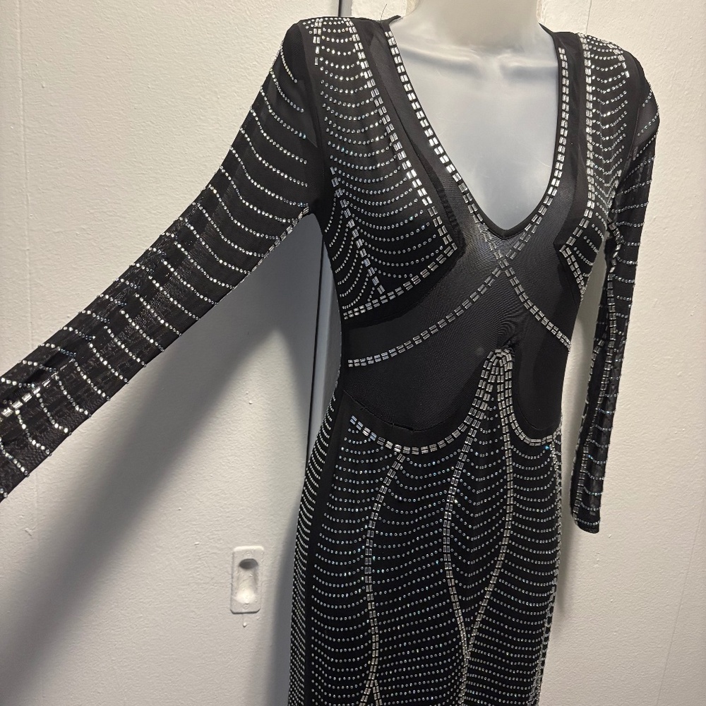 Long Black Diamond Dress